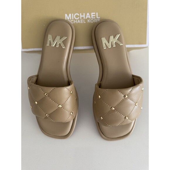 Michael Michael Kors Women's Sandals & Flip Flops Hayworth Slide Camel size 6M - Picture 7 of 13
